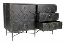 Load image into Gallery viewer, Wood Six Drawer Double Dresser - Dark Brown
