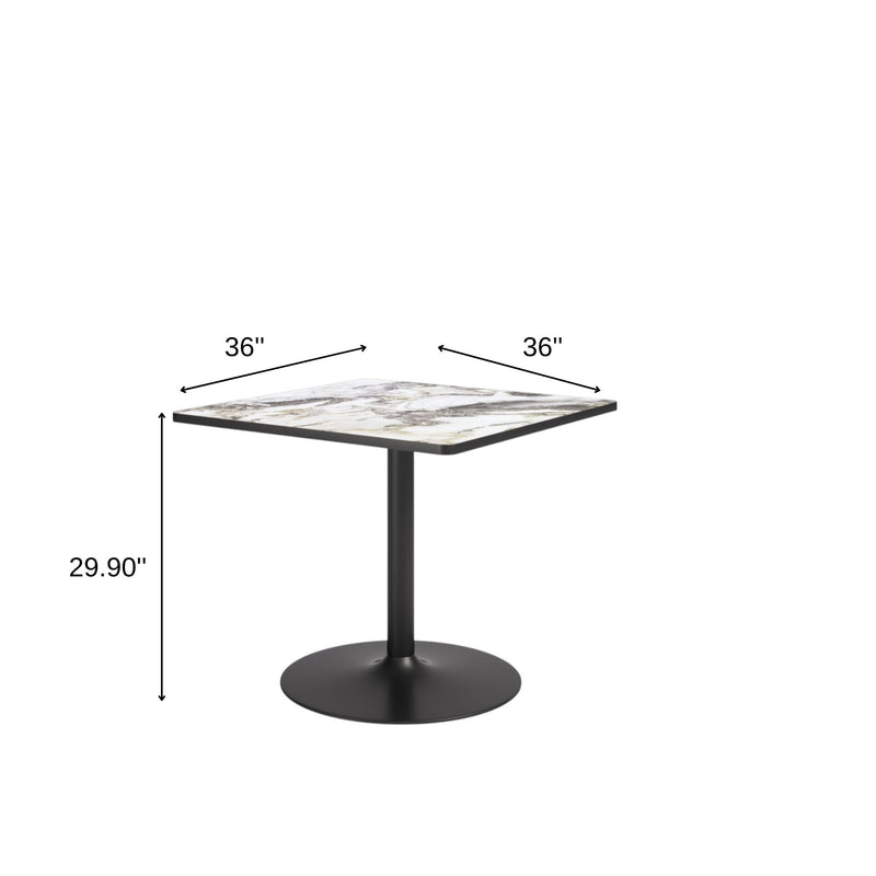 Glass Steel Pedestal Base Square Dining Table - Gray
