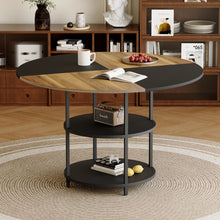 Load image into Gallery viewer, Diameter - Modern Splicing Circular Dining Table Double Layer Storage - Wood / Black
