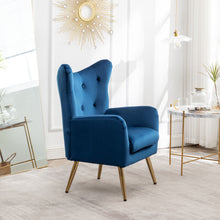 Load image into Gallery viewer, Sovarol - Velvet Button-Tufted Wing Back Accent Chair - Blue
