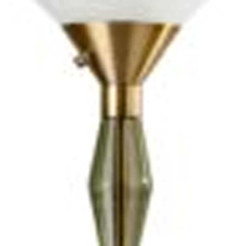 LED Light Changing Torchiere Floor Lamp With White Frosted Glass Cone Shade - Brass