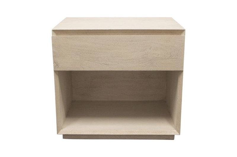 24" Contemporary Solid Wood Ribbed Texturere One Drawer Nightstand - Natural