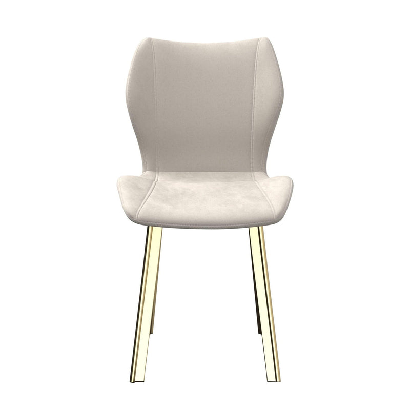 Upholstered Velvet Dining Side Chairs (Set of 4) - Cream / Gold