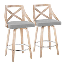 Load image into Gallery viewer, Charlotte - Farmhouse Fixed Height Counter Stool With Swivel And Round Footrest (Set of 2)

