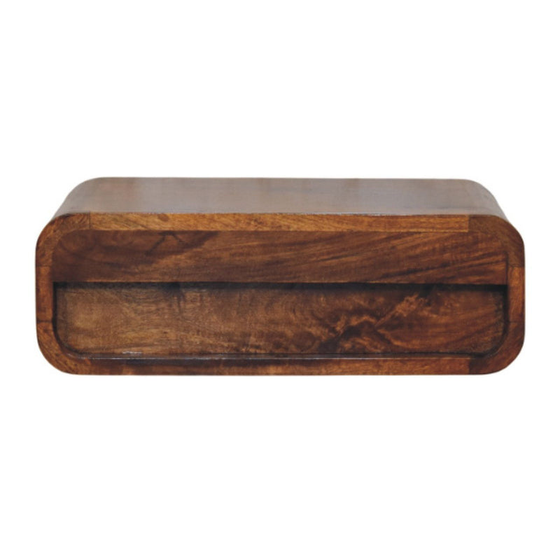 18" Chestnut Solid Wood Distressed One Drawer Floating Nightstand - Light Brown