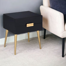 Load image into Gallery viewer, End Table With Two Drawers - Black And Gold
