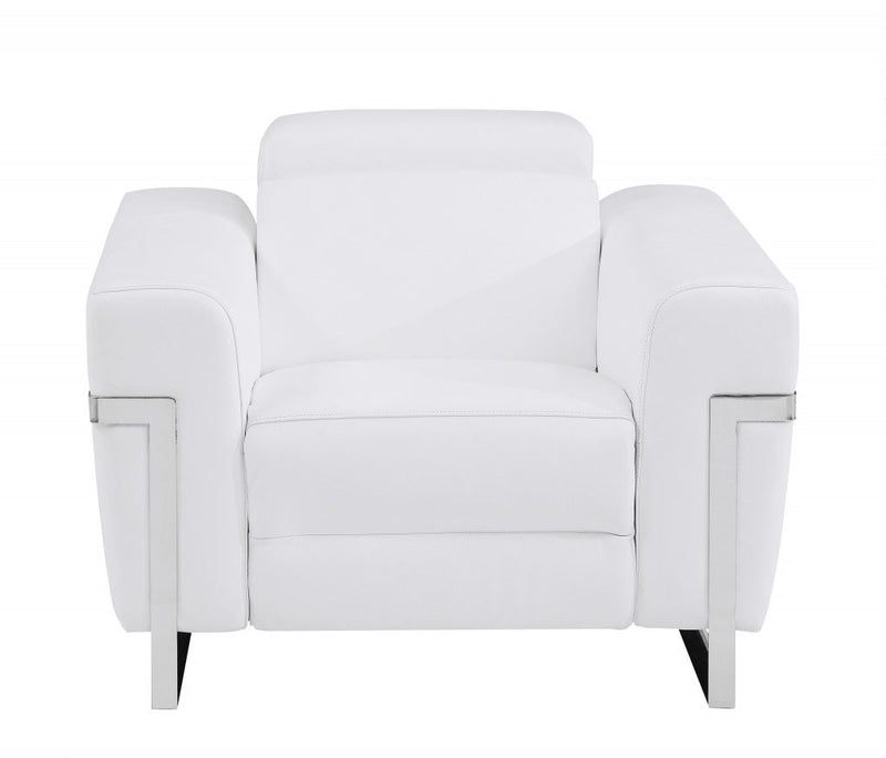 Leather Power Recliner Chair - White