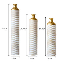 Load image into Gallery viewer, 3 Piece Set Gorgeous Home Decoration Large Glazed Floor Vase Decoration Home Droplet Shaped - Gold / White
