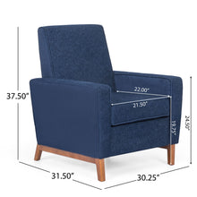 Load image into Gallery viewer, Mid Century Modern Club Chair With Upholstery And Rubberwood Legs - Navy Blue
