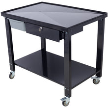 Load image into Gallery viewer, Transmission Teardown Work Station 1 / 2 Ton Capacity Sloping Drain Table Locking Drawer Removable Drain Basin Full-Width Lower Shelf Four 4" Caster Wheels
