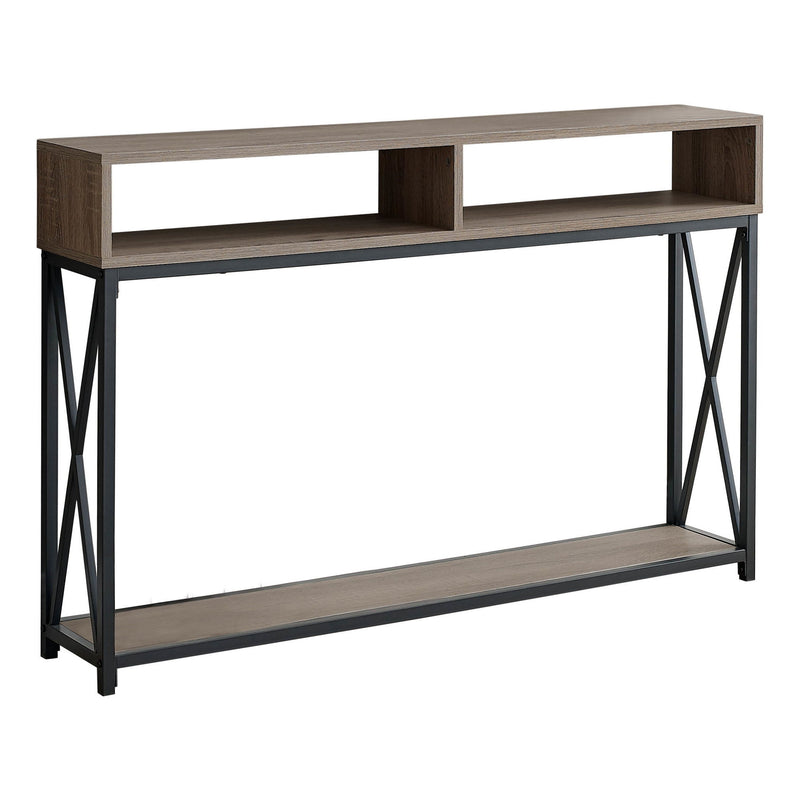 Frame Console Table With Shelves - Taupe And Black