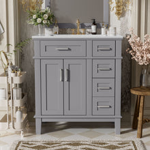 Load image into Gallery viewer, Modern Bathroom Vanity With Sink, Storage Cabinet, Soft Close Doors, Deep &amp; Standard Drawers
