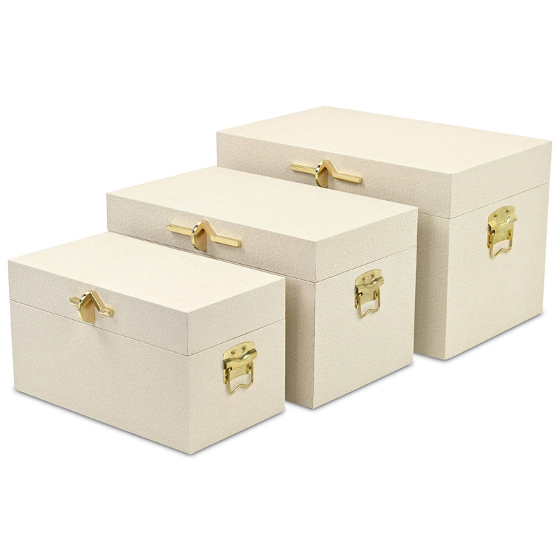 Hand Painted Decorative Box (Set of 3) - Cream