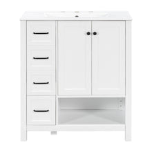 Load image into Gallery viewer, Bathroom Vanity With Sink Top, Bathroom Vanity Cabinet With 2 Doors And 2 Drawers, Open Shelf
