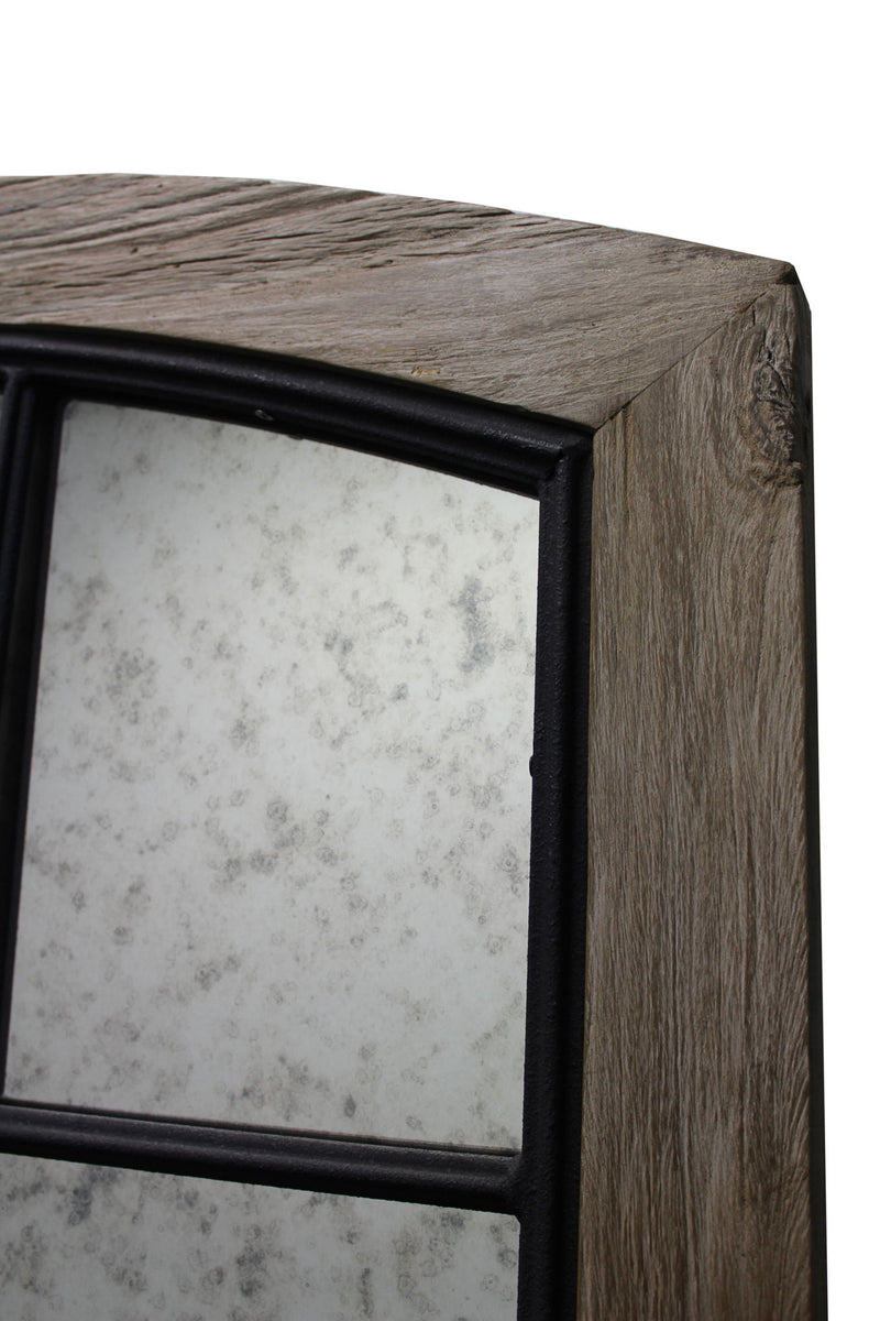 73" Arch Solid Framed Antiqued Glass Full Length Hanging Mirror - Brown