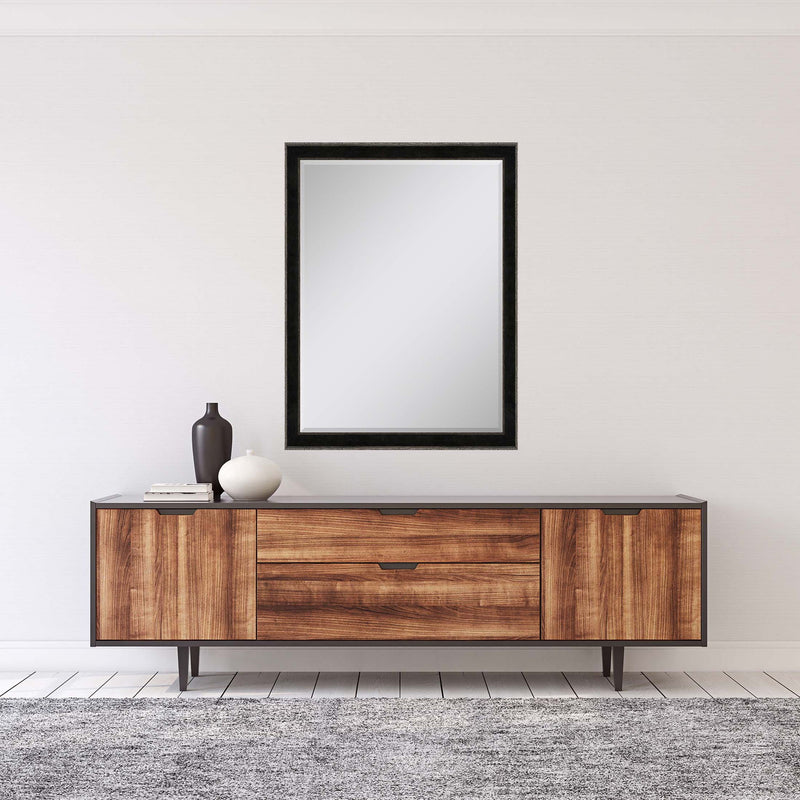 40" Solid Wood Framed Accent Mirror - Dark Brown