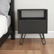 Load image into Gallery viewer, 17.7" x 13.7" x 22.2" Faux Wood Nightstand With Storage - Black
