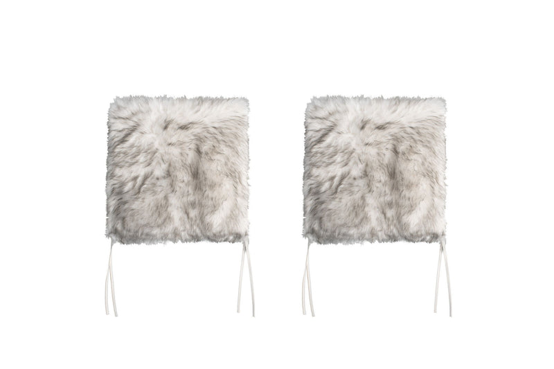 17" X 17" Faux Fur Dining Chair Cushion Pads (Set of 2) - Gray