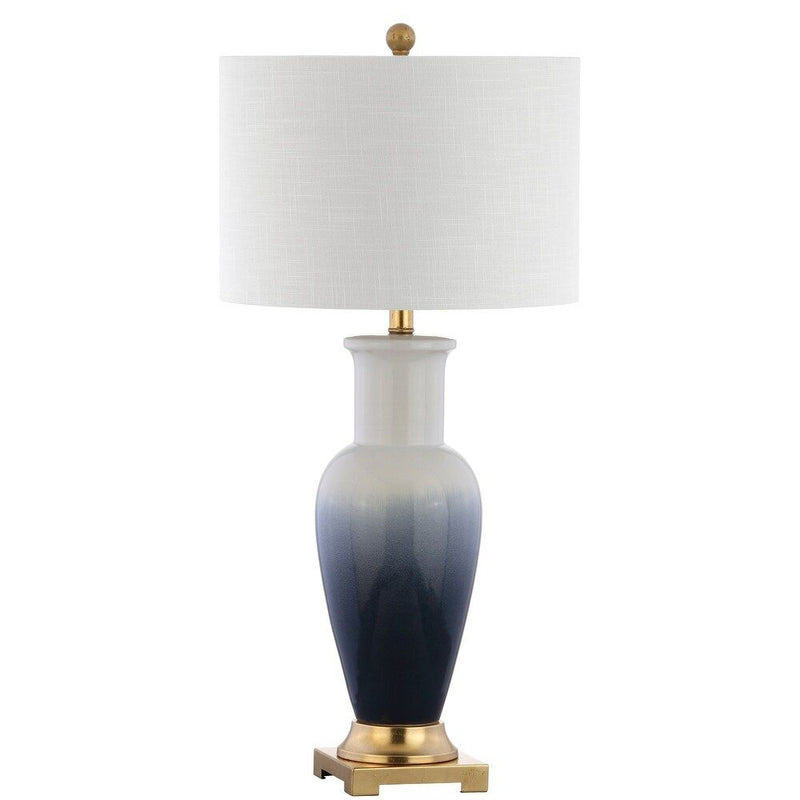32" Novelty Table Lamp With Drum Shade - White / Gold