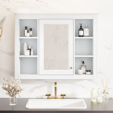 Load image into Gallery viewer, Wall Mounted Medicine Cabinet With Mirror, Storage Cabinet Featuring 6 Open Shelves And Adjustable Interior
