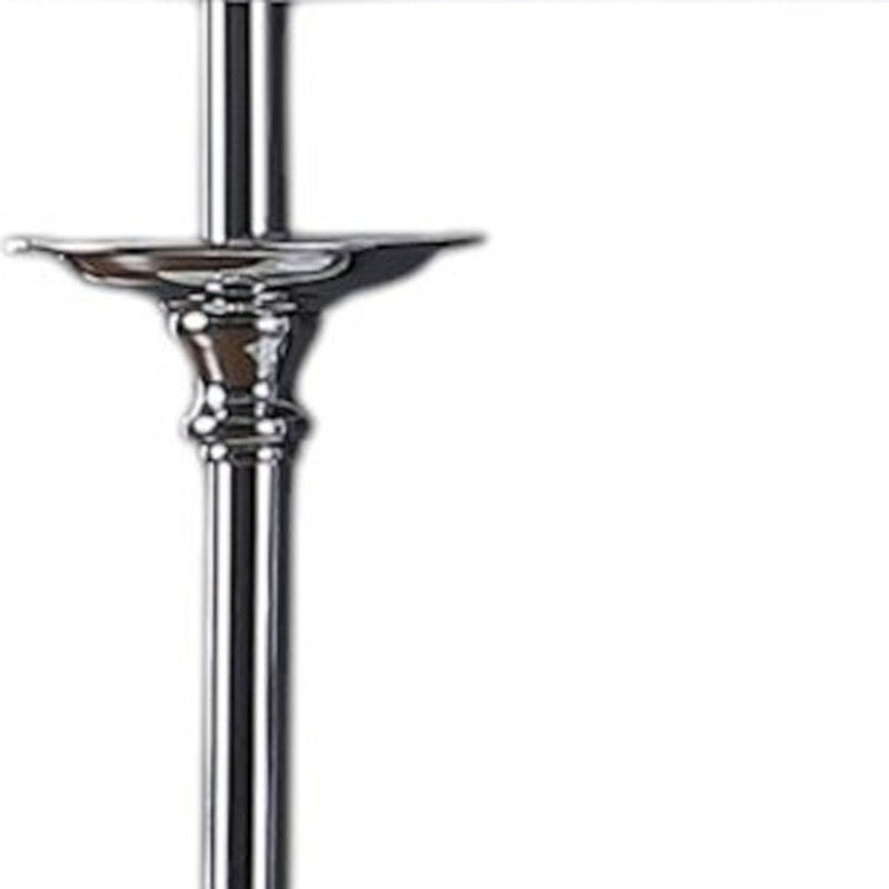 Metal Table Lamp With White Globe Shade - Silver