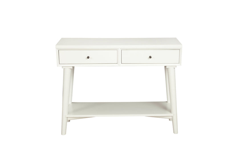 Solid Wood Console Table With Shelves And Drawers - White