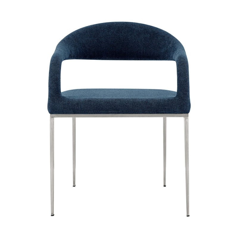 Upholstered Polyester Open Back Dining Arm Chairs (Set of 2) - Blue