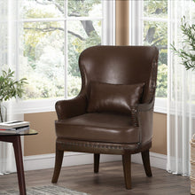 Load image into Gallery viewer, Accent Chair With Nailhead Trim And Birch Wood Legs - Dark Brown
