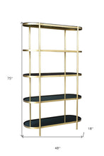 Load image into Gallery viewer, Four Tier Etagere Bookcase - Black / Gold
