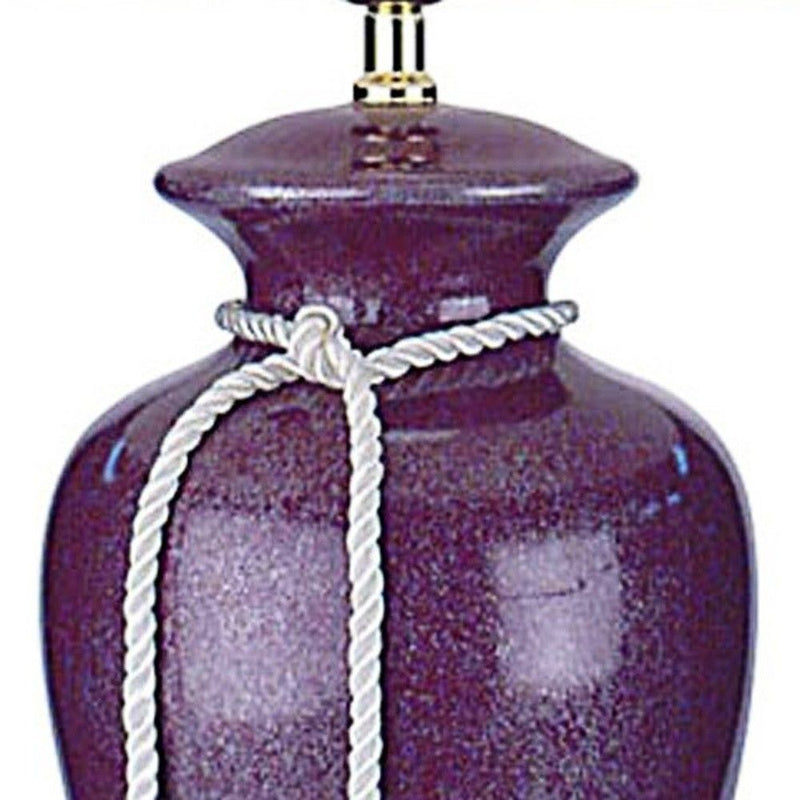 Glaze Ceramic Urn Table Lamp With White Classic Empire Shade - Red Burgundy
