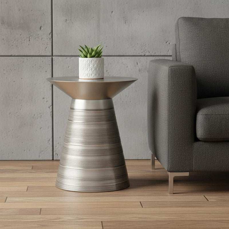 Round Metal End Table - Silver