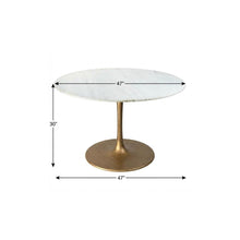 Load image into Gallery viewer, 47" Rounded Steel Pedestal Base Dining Table - White / Gold
