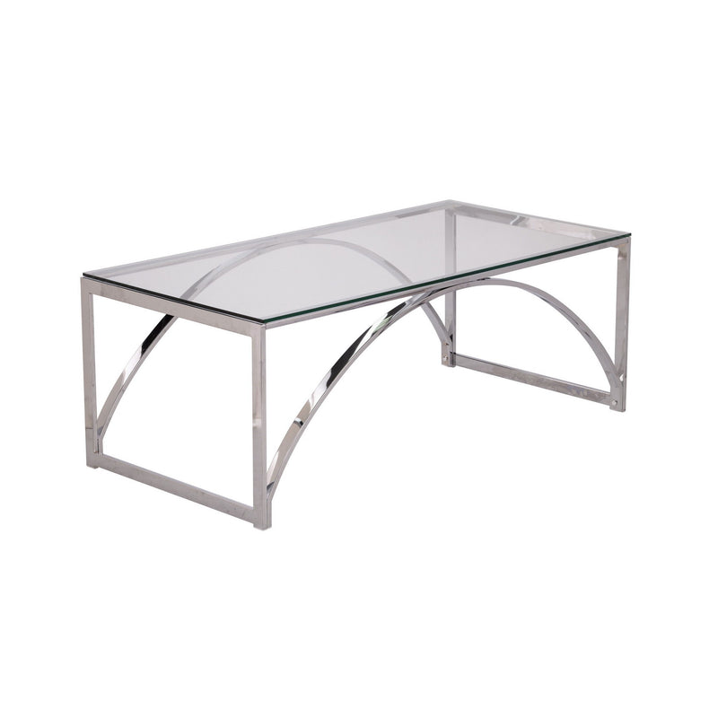 Glass Metal Rectangular Coffee Table - Chrome