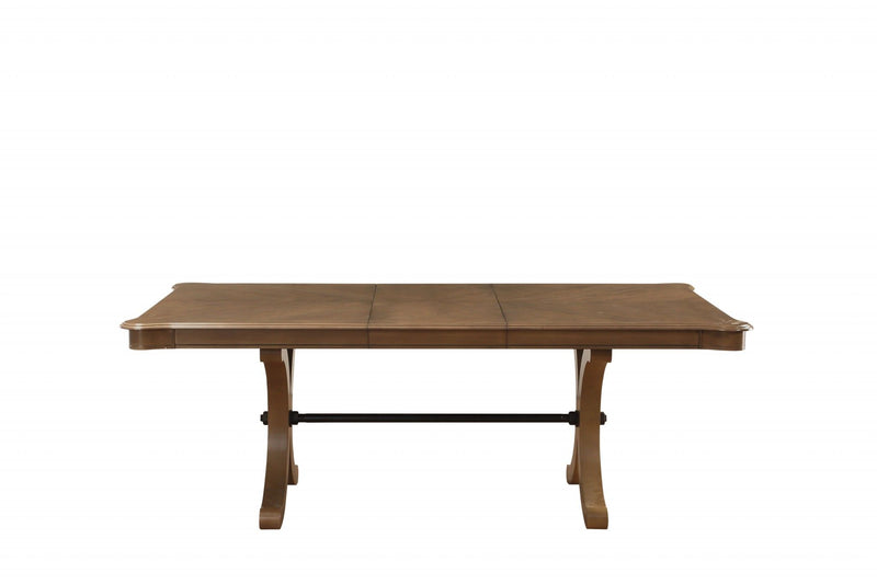 64" Solid Wood Removable Leaf Trestle Base Dining Table - Brown