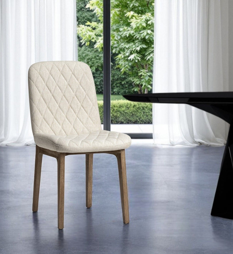 Upholstered Fabric Dining Side Chair - Cream