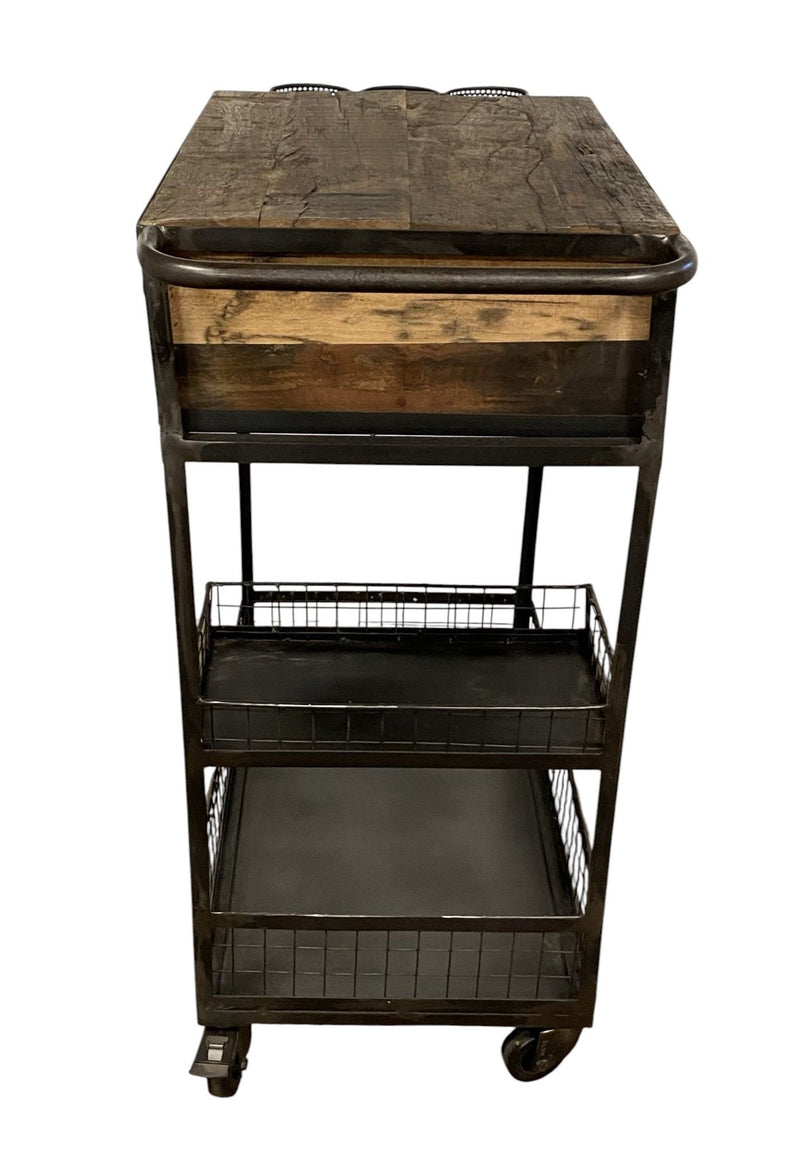 Rolling Rustic And Bar Cart - Black