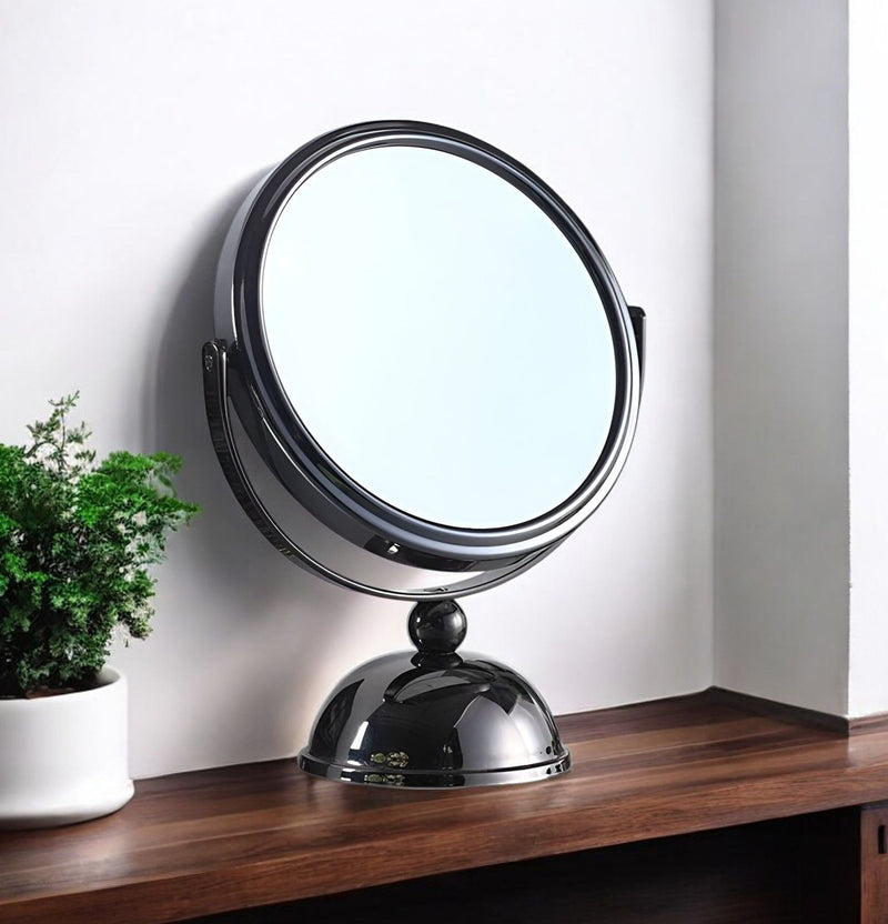 9" Round Framed Makeup Shaving Tabletop Mirror - Black