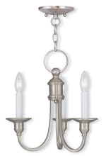 Load image into Gallery viewer, 14" Three Light Metal Dimmable Chandelier With Shades - Nickel
