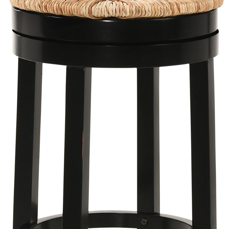 Swivel Backless Bar Height Chair With Footrest 30" - Natural and Black