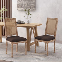 Load image into Gallery viewer, French Country Dining Chair With Rectangular Cane Backrest And Smooth Upholstered Seating
