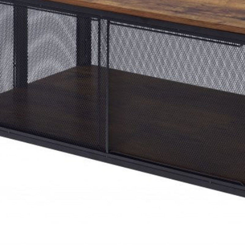 Rectangular Coffee Table With Shelf - Black And Antique Oak