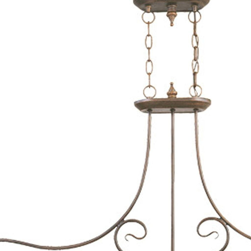 27" Three Light Metal Dimmable Chandelier With Shades - Bronze / Cream