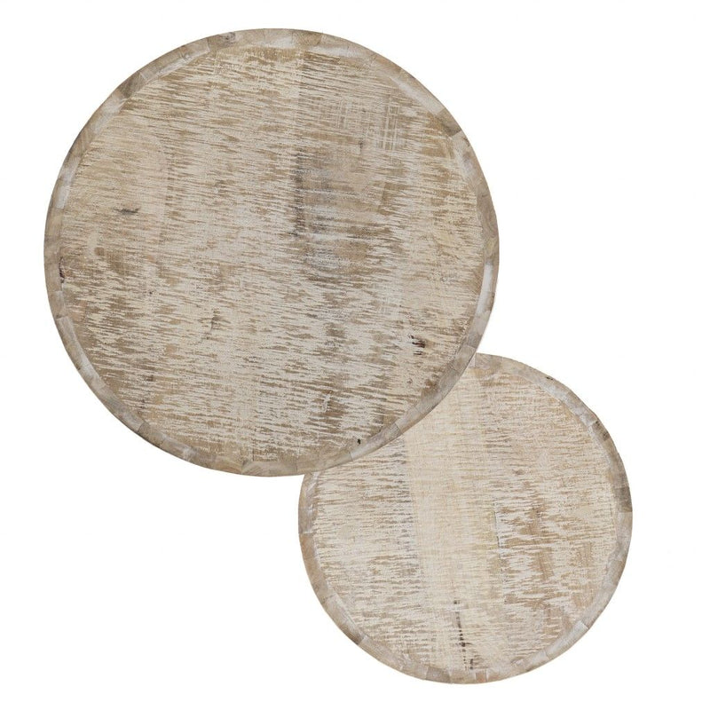 Solid Wood And Iron Round Nested Tables (Set of 2) - White