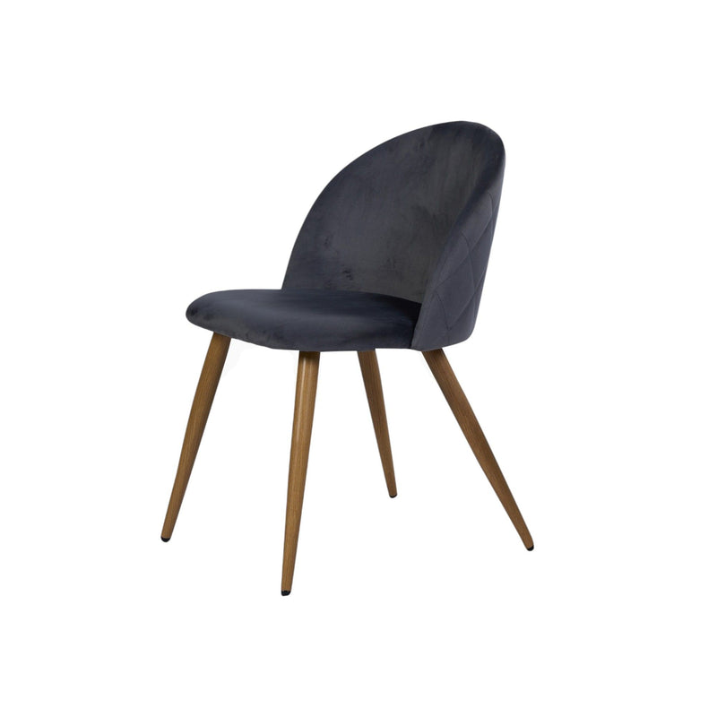 Upholstered Velvet Dining Side Chairs (Set of 2) - Charcoal / Brown