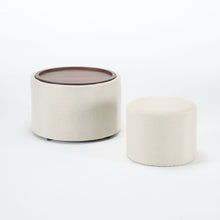Load image into Gallery viewer, Nesting Ottomans, Round Coffee Table &amp; Bench With Tray (Set of 2)

