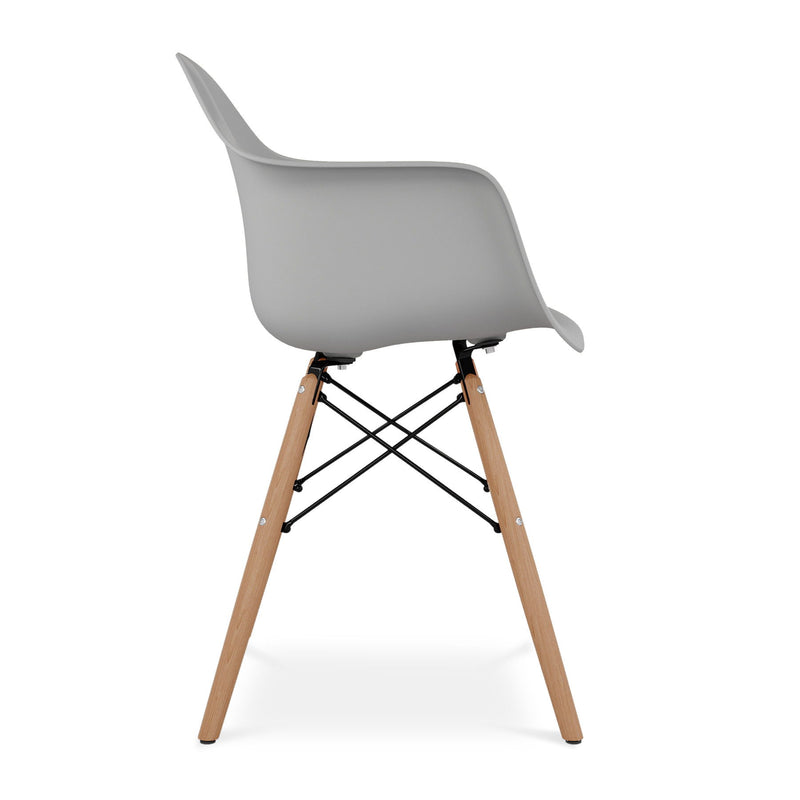 Heavy Duty Plastic Solid Wood Dining Arm Chair - Gray