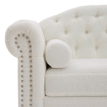 Load image into Gallery viewer, Classic Traditional Living Room Upholstered Sofa with high-tech Fabric Surface/ Chesterfield Tufted Fabric Sofa Couch, Large-White.
