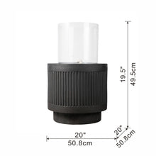 Load image into Gallery viewer, Heavy Cement Round Ribbed Outdoor Water Fountain With Light - Black White

