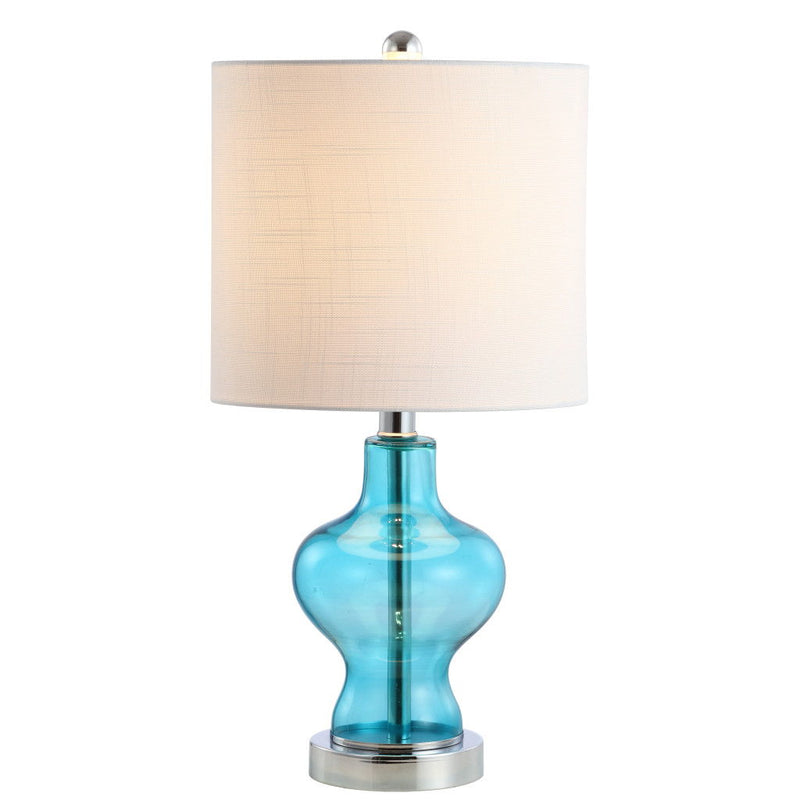 Novelty Bedside Lamp With Drum Shade - Aqua / Silver
