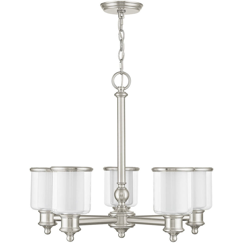 21'' 5 Light Dimmable Chandelier With Shades - Nickel
